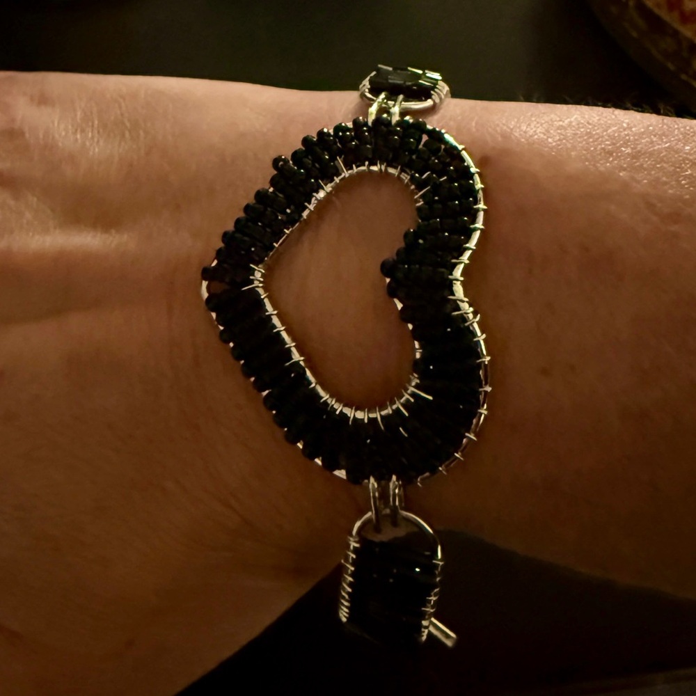 Black and Silver Heart Bracelet